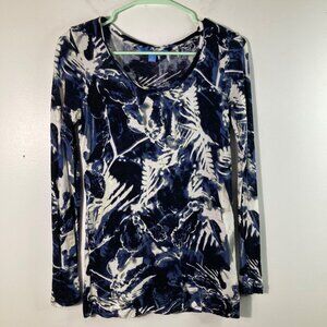 Womens Simply Vera Vera Wang Floral Leaves Long Sleeve Knit Top‎ S Rayon